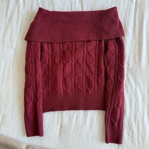 Madden Girl Off-the-Shoulder Burgundy Sweater
